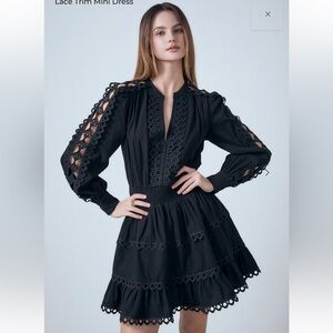 Endless Rose Lace Trim Mini Dress Black Size Large NWT Anthropologie